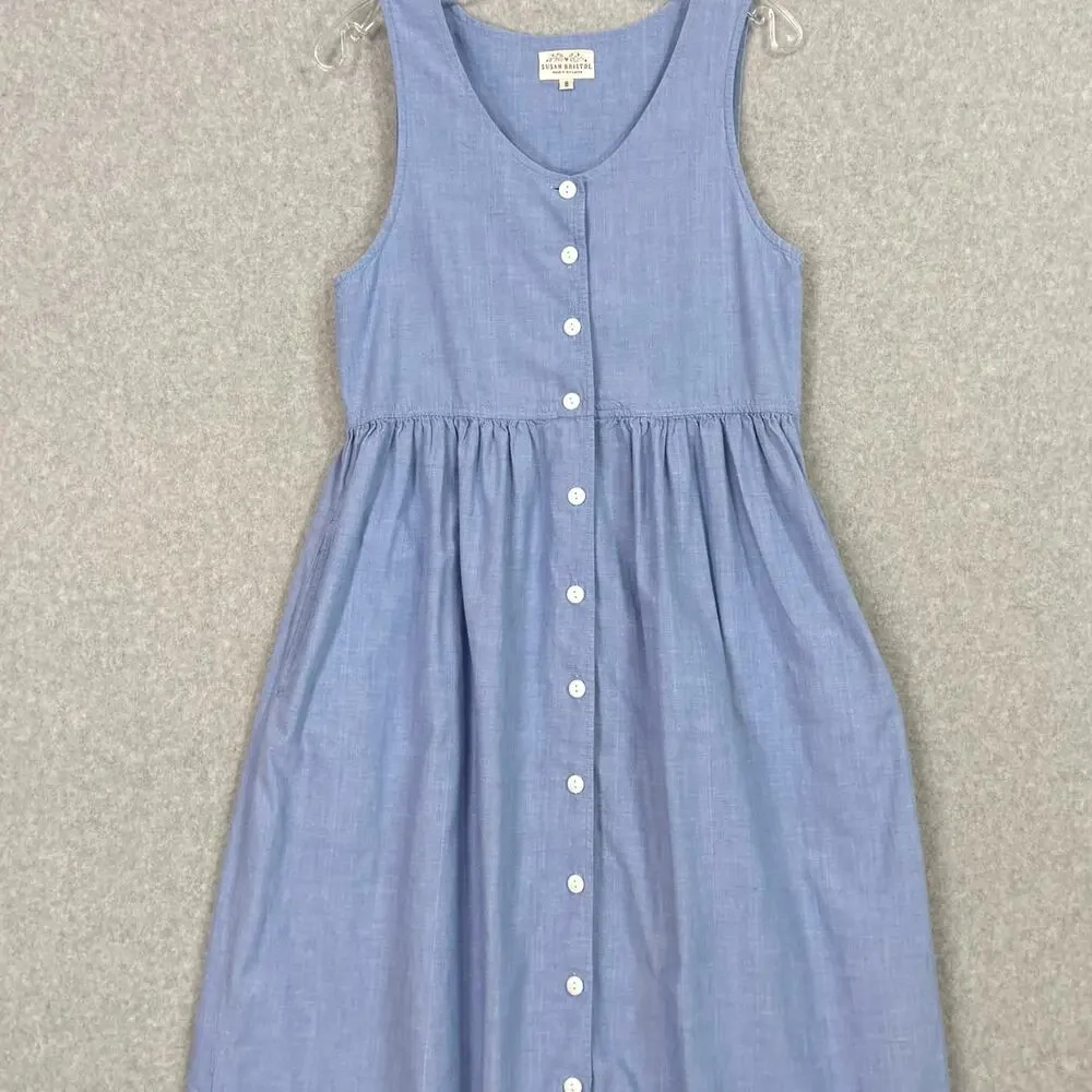 Vtg Susan Bristol Chambray Jumper Dress Size 6 Full Button Cottagecore Country - Picture 4 of 13